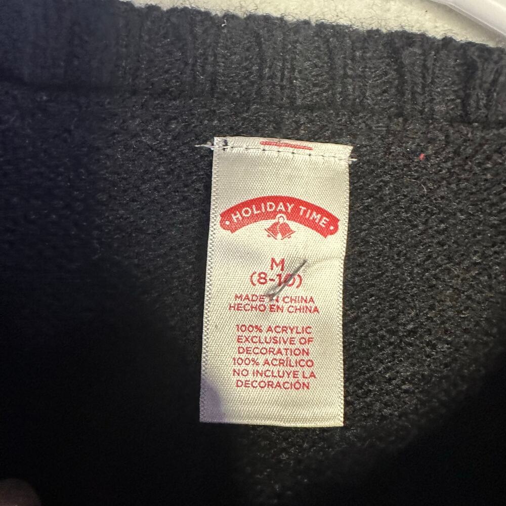 Holiday Time Black Ugly Christmas Sweater Joy Dream Jolly Wish Believe Sequined - Picture 3 of 7